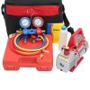 5 in 1 3.5CFM Vacuum Pump R134 R12 R22 Double Gauge Valve Set, US Plug