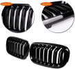 LEAVAN Gloss Black Dual Front Kidney Grille for 14-18 BMW X5 X6 F15 F16 X5M X6M
