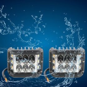 LEAVAN 2Pcs 4 inch Side Shooter LED Pods Light Off Road Dual Side White & Amber Shooter Fog Lamp