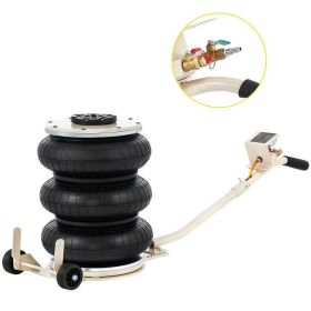 Portable Foldable Mobile Triple Bag Air Jack Quick Lift Pneumatic Jack (Load Capacity: 5T, Color: White)