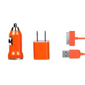 32pin USB Car Charger USB Wall Charger USB Cable Compatible with iPhone4/4S (Color: orange)